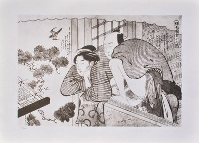 Kitagawa UTAMARO : Bonheur au balco, Lithographie originale (vue générale) - Crédit photo : Galerie Art.Paris