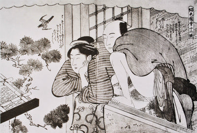 Kitagawa UTAMARO : Bonheur au balco, Lithographie originale (photo de détail 2) - Crédit photo : Galerie Art.Paris