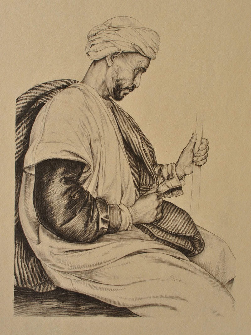 Walter SAUER : Arabe de Ténès, Gravure originale (photo de détail 2) - Crédit photo : Galerie Art.Paris