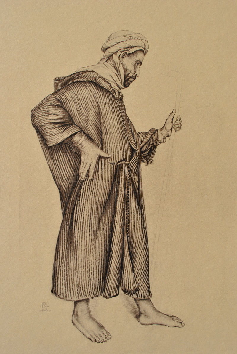 Walter SAUER : Le voyageur du désert, Gravure originale (photo de détail 2) - Crédit photo : Galerie Art.Paris