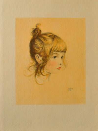 Walter SAUER : Portrait de jeune fille, Gravure originale (vue générale) - Crédit photo : Galerie Art.Paris