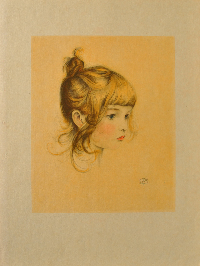 Walter SAUER : Portrait de jeune fille, Gravure originale (vue générale) - Crédit photo : Galerie Art.Paris