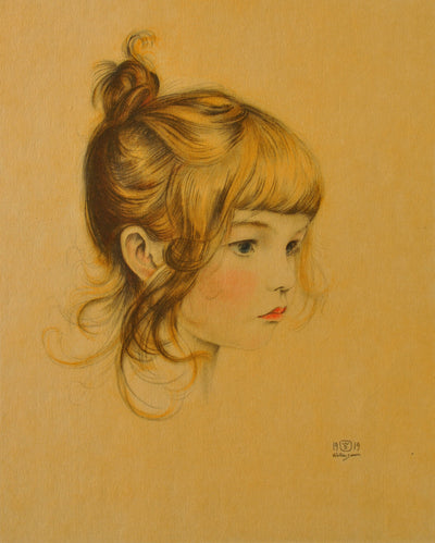 Walter SAUER : Portrait de jeune fille, Gravure originale (photo de détail 2) - Crédit photo : Galerie Art.Paris