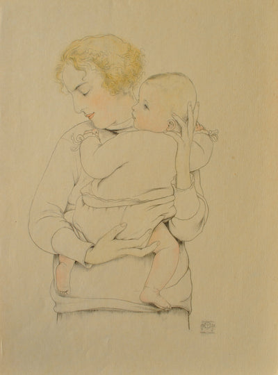 Walter SAUER : Mère et son enfant, Gravure originale (vue générale) - Crédit photo : Galerie Art.Paris