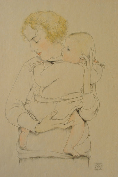 Walter SAUER : Mère et son enfant, Gravure originale (photo de détail 2) - Crédit photo : Galerie Art.Paris