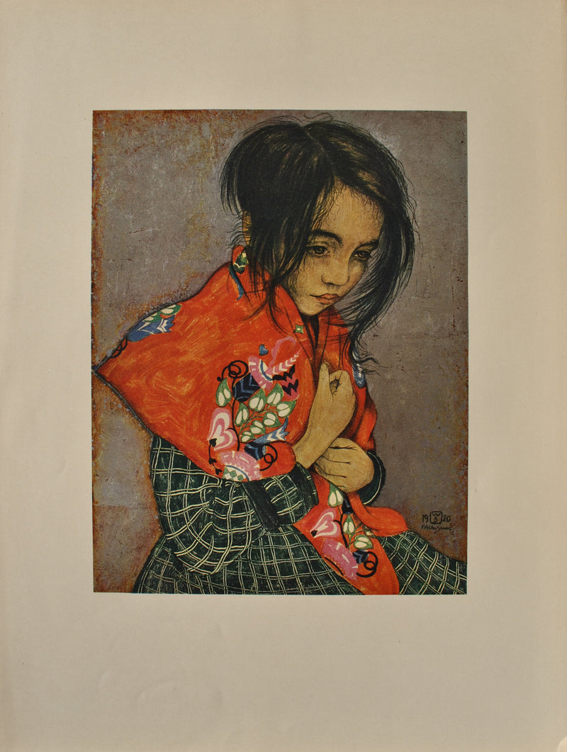 Walter SAUER : Petite fille au foulard, Gravure originale (vue générale) - Crédit photo : Galerie Art.Paris