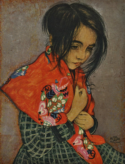 Walter SAUER : Petite fille au foulard, Gravure originale (photo de détail 2) - Crédit photo : Galerie Art.Paris