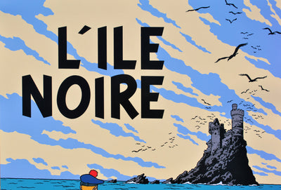  HERGE : Tintin - L'Ile noire, Affiche originale (photo de détail 3) - Crédit photo : Galerie Art.Paris