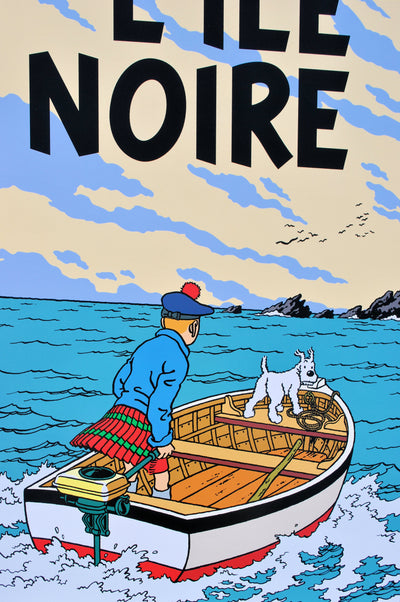  HERGE : Tintin - L'Ile noire, Affiche originale (photo de détail 7) - Crédit photo : Galerie Art.Paris