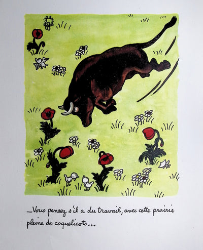 Jean EFFEL : Le taureau et les coquelicots, Lithographie originale (photo de détail 2) - Crédit photo : Galerie Art.Paris