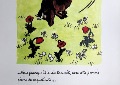 Jean EFFEL : Le taureau et les coquelicots, Lithographie originale (photo de détail 4) - Crédit photo : Galerie Art.Paris