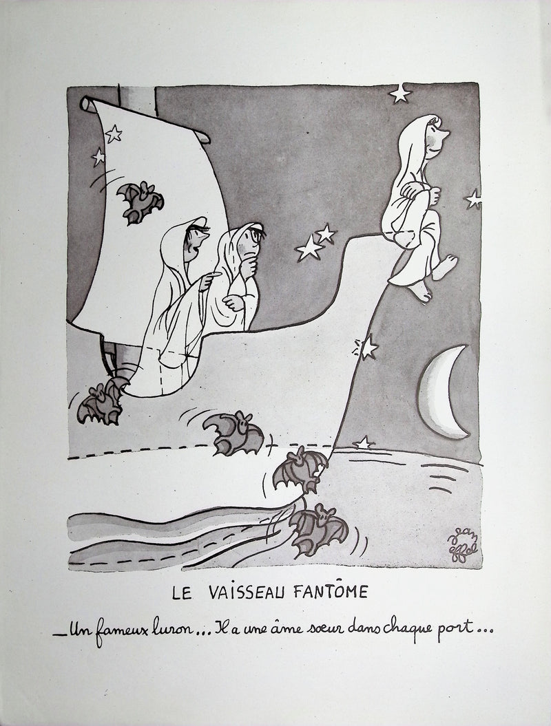 Jean EFFEL : Le vaisseau fantôme, Lithographie originale (vue générale) - Crédit photo : Galerie Art.Paris