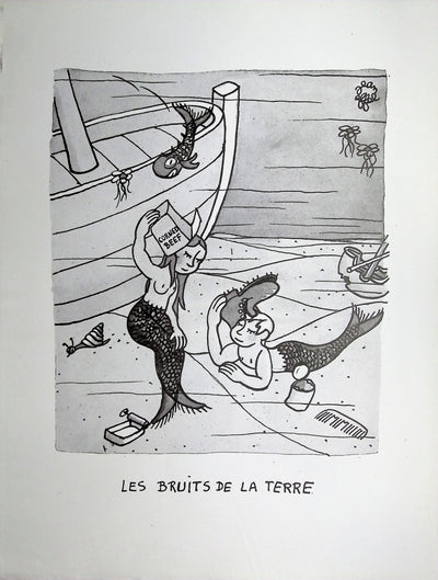 Jean EFFEL : Les deux sirènes, Lithographie originale (vue générale) - Crédit photo : Galerie Art.Paris