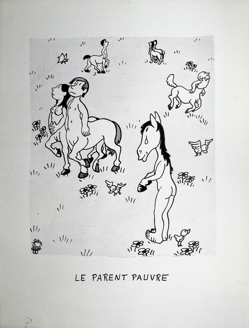 Jean EFFEL : Le parent pauvre, Lithographie originale (vue générale) - Crédit photo : Galerie Art.Paris