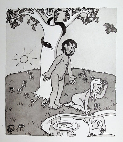 Jean EFFEL : Adam et Eve, Lithographie originale (photo de détail 3) - Crédit photo : Galerie Art.Paris