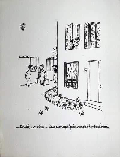 Jean EFFEL : La chambre d'amis, Lithographie originale (vue générale) - Crédit photo : Galerie Art.Paris