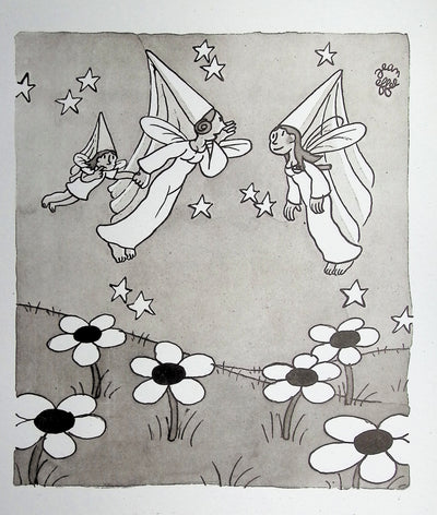 Jean EFFEL : Les deux fées, Lithographie originale (photo de détail 3) - Crédit photo : Galerie Art.Paris