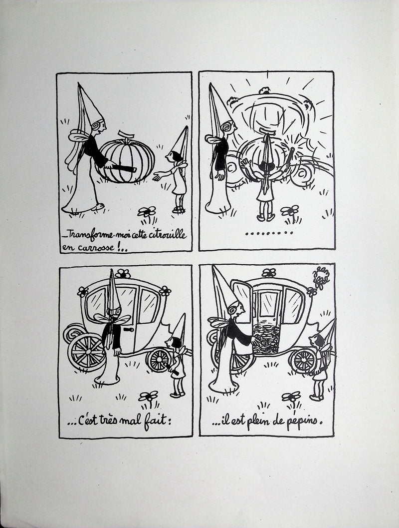 Jean EFFEL : La citrouille et le carrosse, Lithographie originale (vue générale) - Crédit photo : Galerie Art.Paris