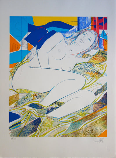 Jean-Baptiste VALADIE : Nu aux yeux bleus, Lithographie originale (vue générale) - Crédit photo : Galerie Art.Paris