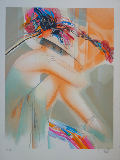 Jean-Baptiste VALADIE : Maryline au chapeau fleuri, Lithographie originale (vue générale) - Crédit photo : Galerie Art.Paris