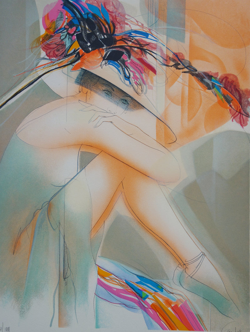 Jean-Baptiste VALADIE : Maryline au chapeau fleuri, Lithographie originale (photo de détail 2) - Crédit photo : Galerie Art.Paris