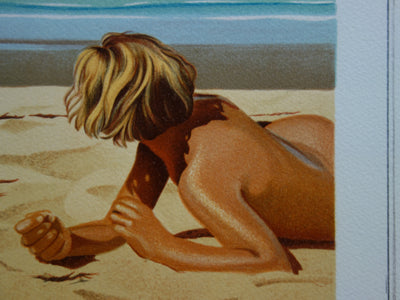Jean-Pierre HENAUT : Sur la plage, Lithographie originale signée
