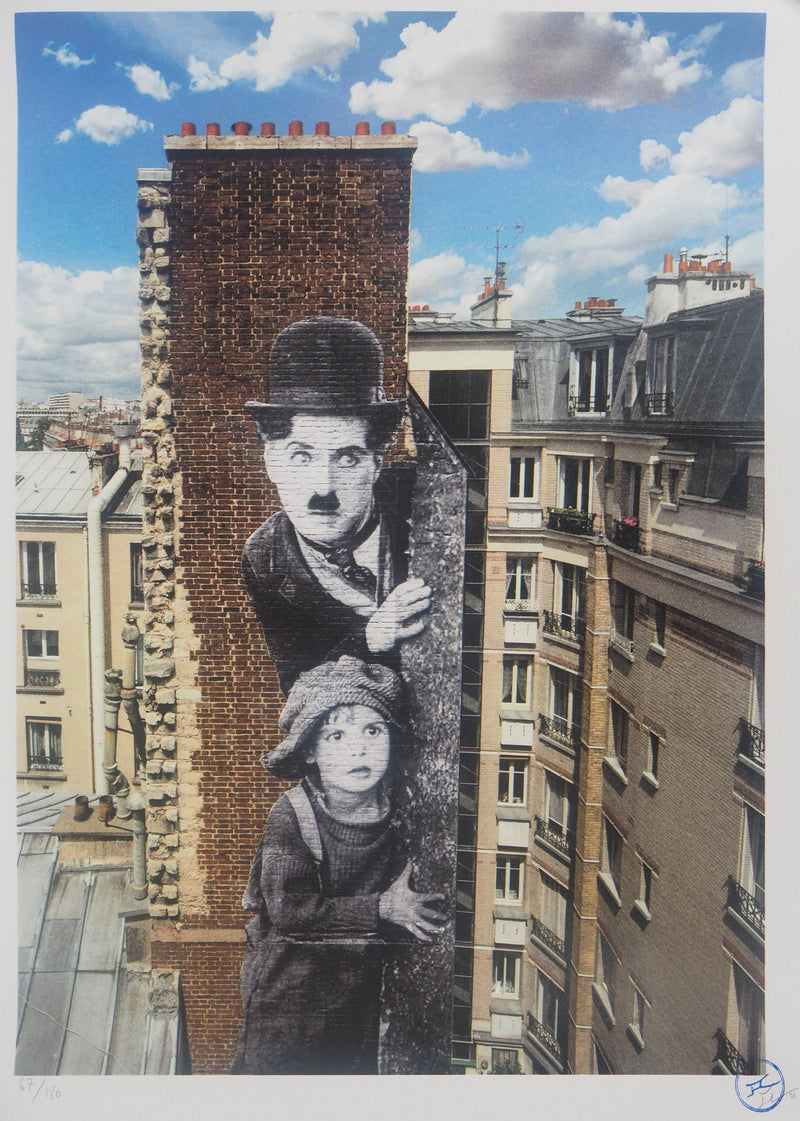  JR : Chaplin, le Kid (Unframed), Lithographie originale (photo de détail 3) - Crédit photo : Galerie Art.Paris