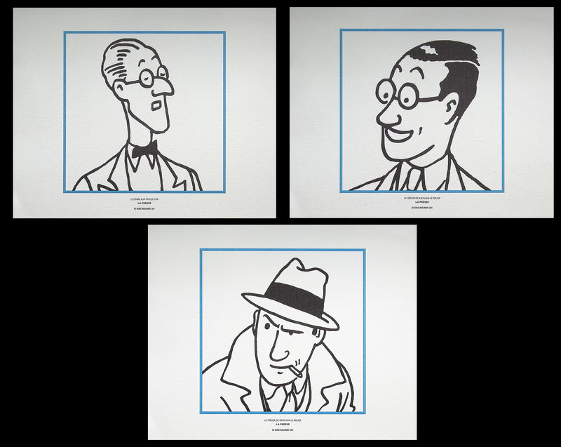 HERGE : TINTIN La Presse, 3 Lithographies Ex Libris