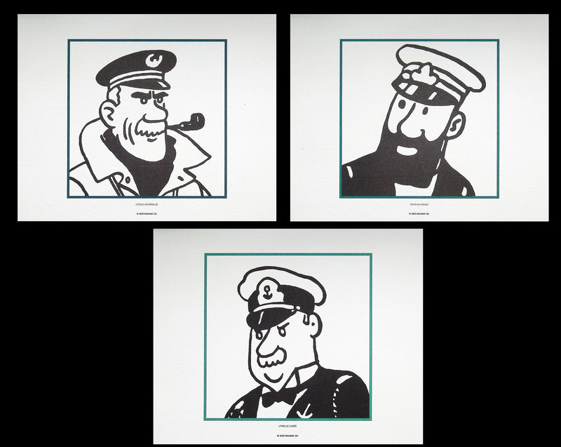 HERGÉ : TINTIN - Les Capitaines, 3 Lithographies Ex Libris