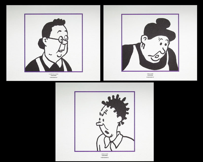 HERGÉ : TINTIN - Les Ménagères, 3 Lithographies Ex Libris