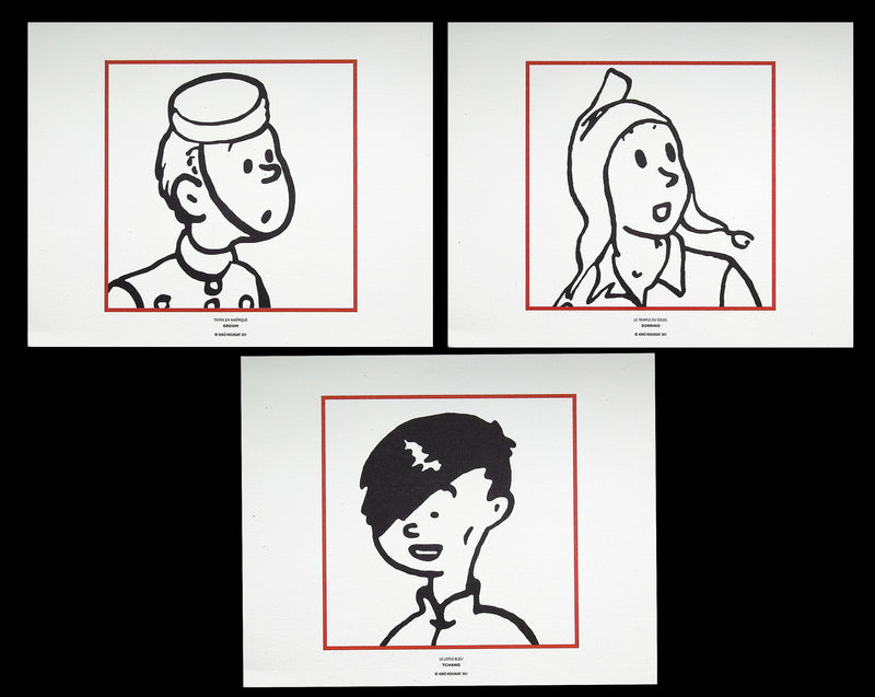 HERGÉ : TINTIN - Les Enfants, 3 Lithographies Ex Libris