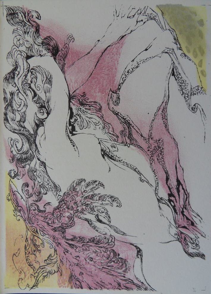 Luc SIMON : Amour et féminité, Lithographie originale (photo de détail 3) - Crédit photo : Galerie Art.Paris