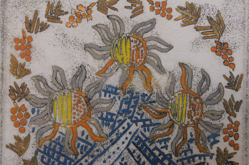 LOUTTRE B : Les trois soleils, Gravure originale signée