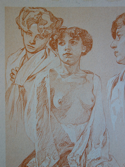 Alphonse MUCHA : Etude d'enfants, Lithographie originale