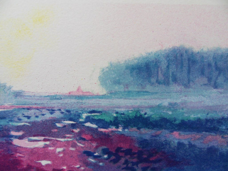 Claude MANOUKIAN : Lever de soleil en Normandie, Lithographie originale signée