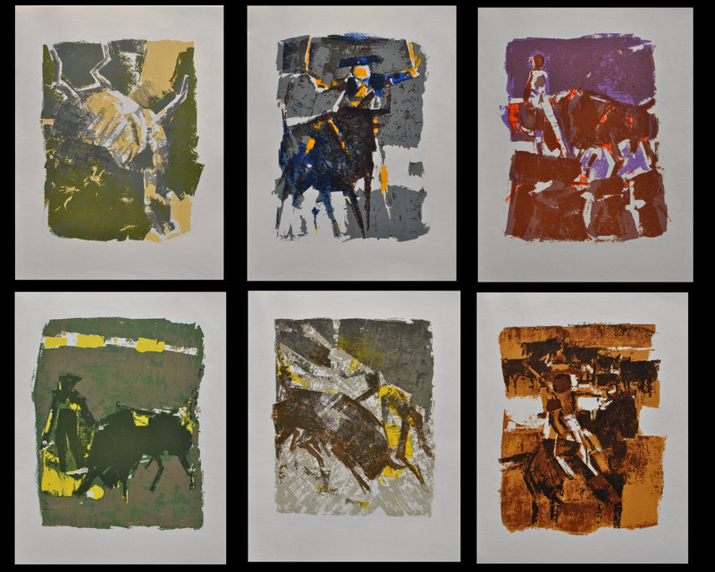 Orlando PELAYO : Scènes à cheval, Ensemble de 6 Lithographies originales