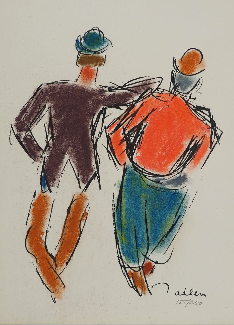 Michel ADLEN : Clowns espiègles vus de dos, Lithographie originale (photo de détail 3) - Crédit photo : Galerie Art.Paris