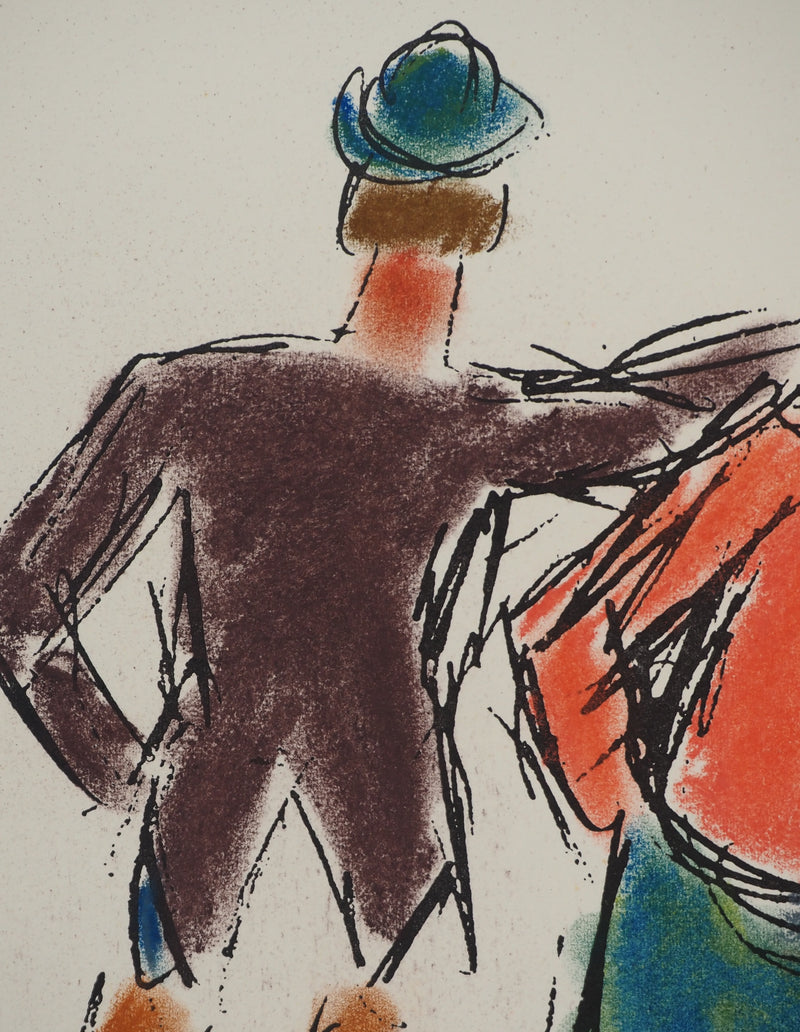 Michel ADLEN : Clowns espiègles vus de dos, Lithographie originale (photo de détail 4) - Crédit photo : Galerie Art.Paris