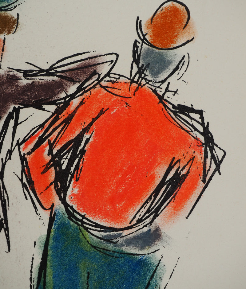 Michel ADLEN : Clowns espiègles vus de dos, Lithographie originale (photo de détail 5) - Crédit photo : Galerie Art.Paris