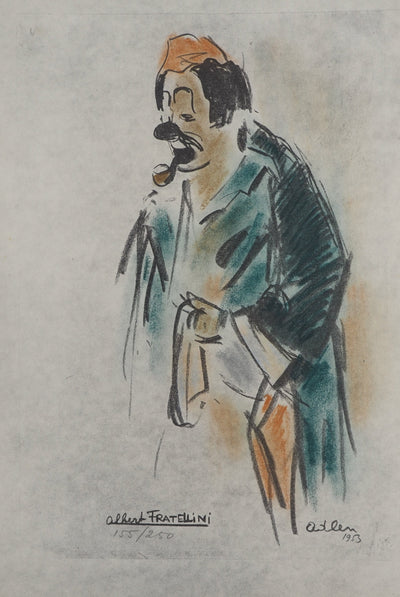 Michel ADLEN : Clown fumant la pipe, Lithographie originale (photo de détail 3) - Crédit photo : Galerie Art.Paris
