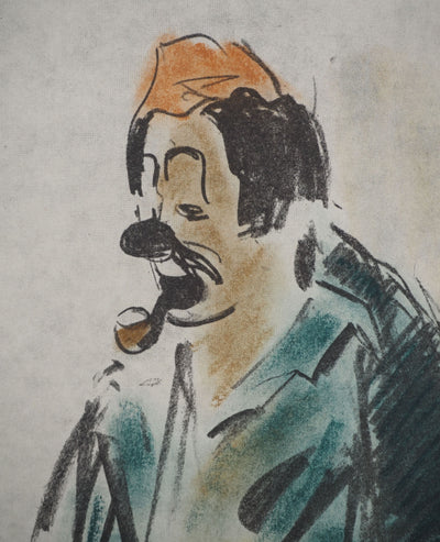 Michel ADLEN : Clown fumant la pipe, Lithographie originale (photo de détail 4) - Crédit photo : Galerie Art.Paris
