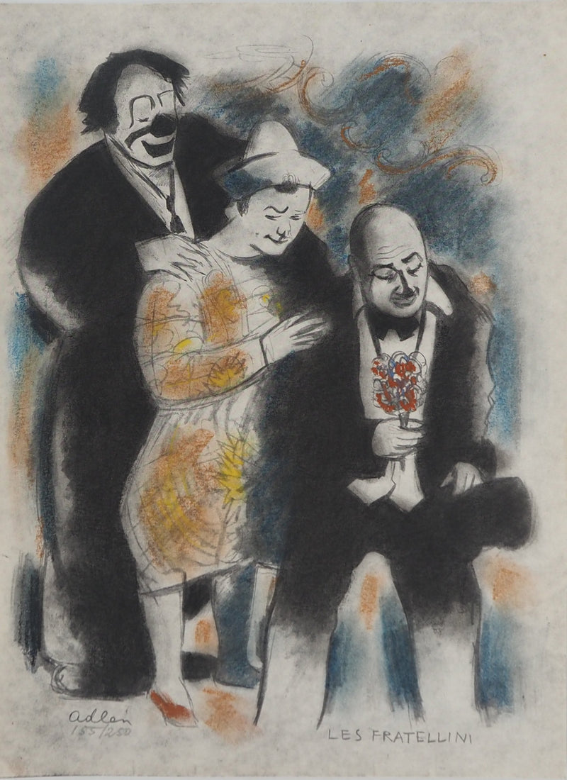 Michel ADLEN : La famille Fratellini, Lithographie originale (vue générale) - Crédit photo : Galerie Art.Paris