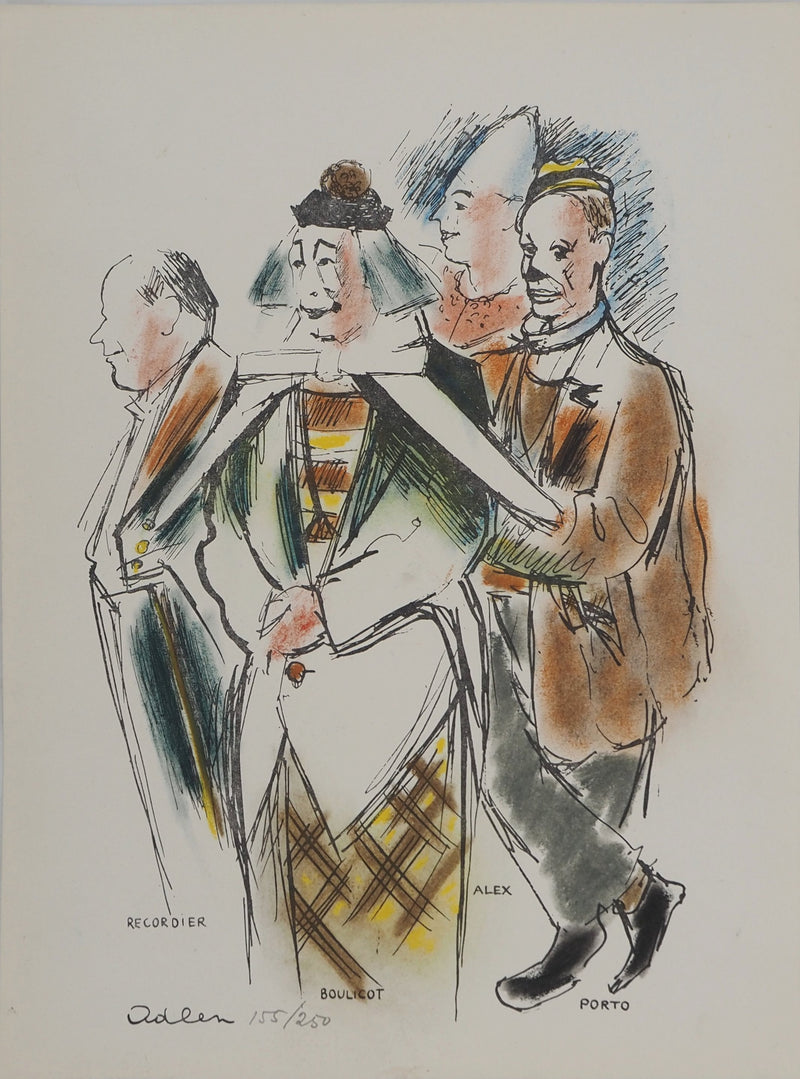 Michel ADLEN : Retrouvailles entre clowns, Lithographie originale (vue générale) - Crédit photo : Galerie Art.Paris