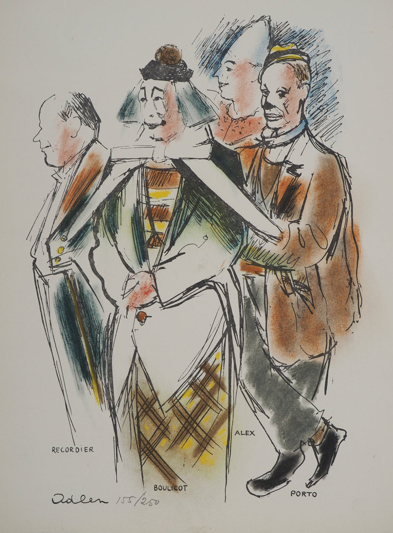 Michel ADLEN : Retrouvailles entre clowns, Lithographie originale (photo de détail 3) - Crédit photo : Galerie Art.Paris