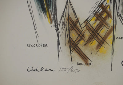 Michel ADLEN : Retrouvailles entre clowns, Lithographie originale (photo de détail 2) - Crédit photo : Galerie Art.Paris
