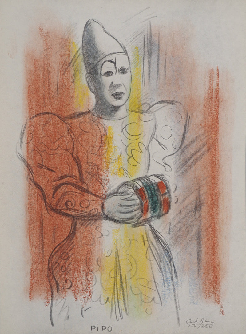 Michel ADLEN : Pipo le clown jongleur, Lithographie originale (vue générale) - Crédit photo : Galerie Art.Paris