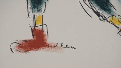Michel ADLEN : Zavatta le clown multicolore, Lithographie originale (photo de détail 2) - Crédit photo : Galerie Art.Paris