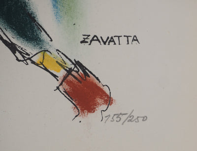 Michel ADLEN : Zavatta le clown multicolore, Lithographie originale (photo de détail 6) - Crédit photo : Galerie Art.Paris