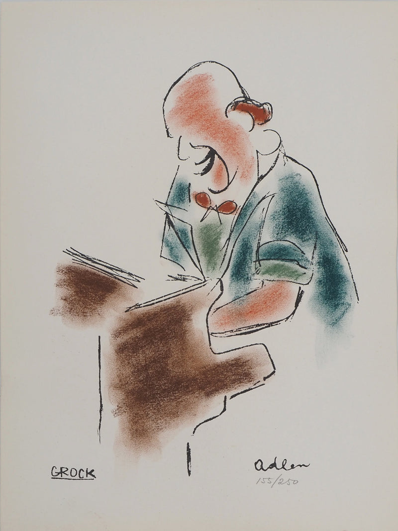 Michel ADLEN : Grock le pianiste, Lithographie originale (vue générale) - Crédit photo : Galerie Art.Paris