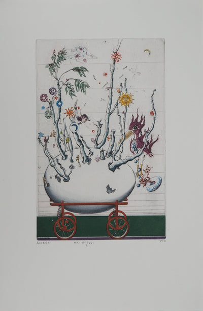 Mordecaï MOREH : L'Œuf cosmique, Gravure originale (vue générale) - Crédit photo : Galerie Art.Paris